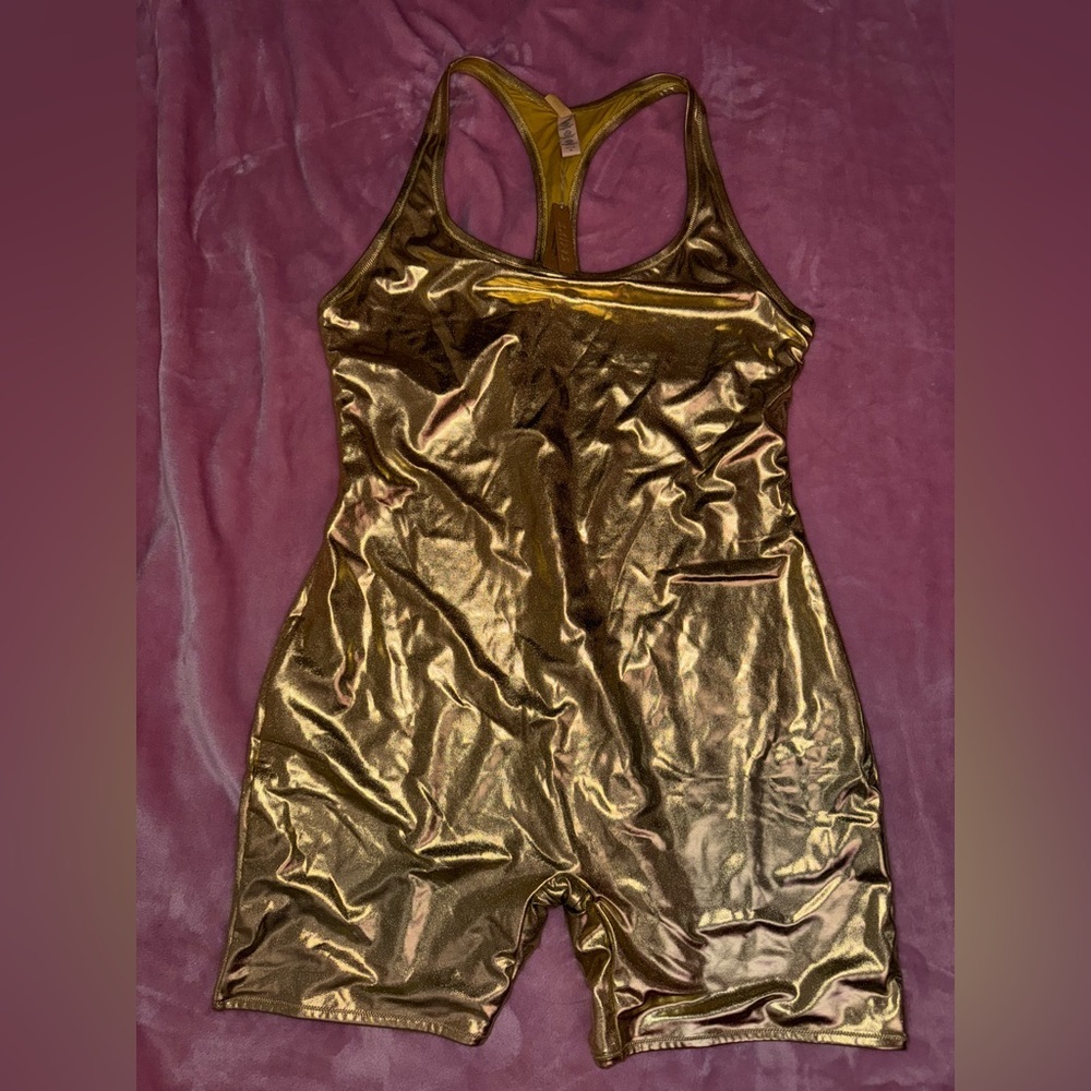 NWT Skims Rare Swim Racerback Romper Metallic Gold‎ Women’s 4X